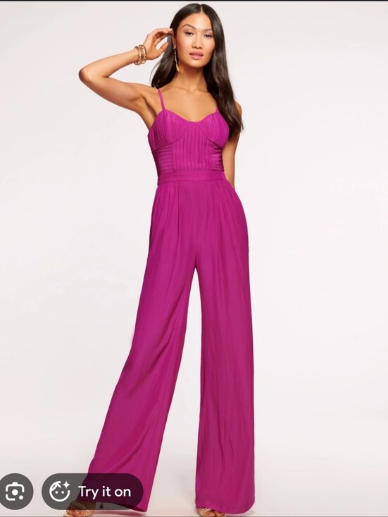 Ramy Brook Pants - Ramy Brook Women's Loretta Pink Corsette Wide Leg Boho Jumpsuit Sz 8 NWT